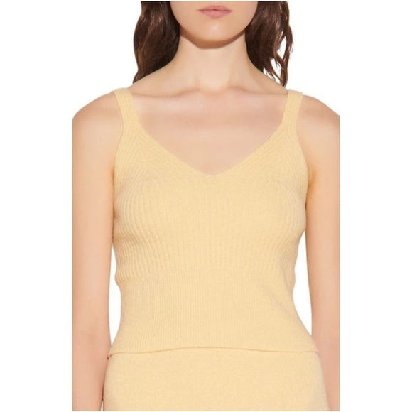 SANDRO Wool Rib Knit Sleeveless V-Neck Slim Cropped Camisole Sweater Tank Top S - Picture 7 of 10